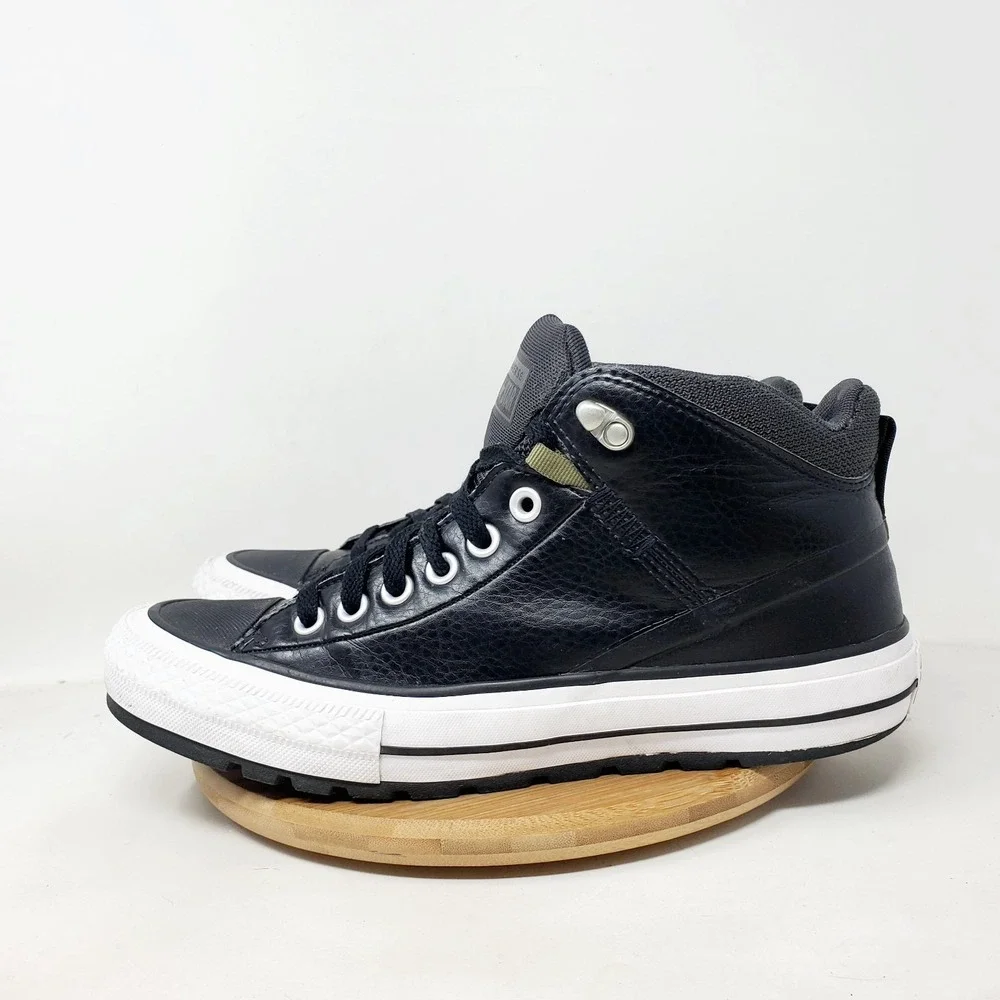 Converse Chuck Taylor All Star Street Boot Shoes Mens 8 Black Leather Sneaker - Picture 6 of 13